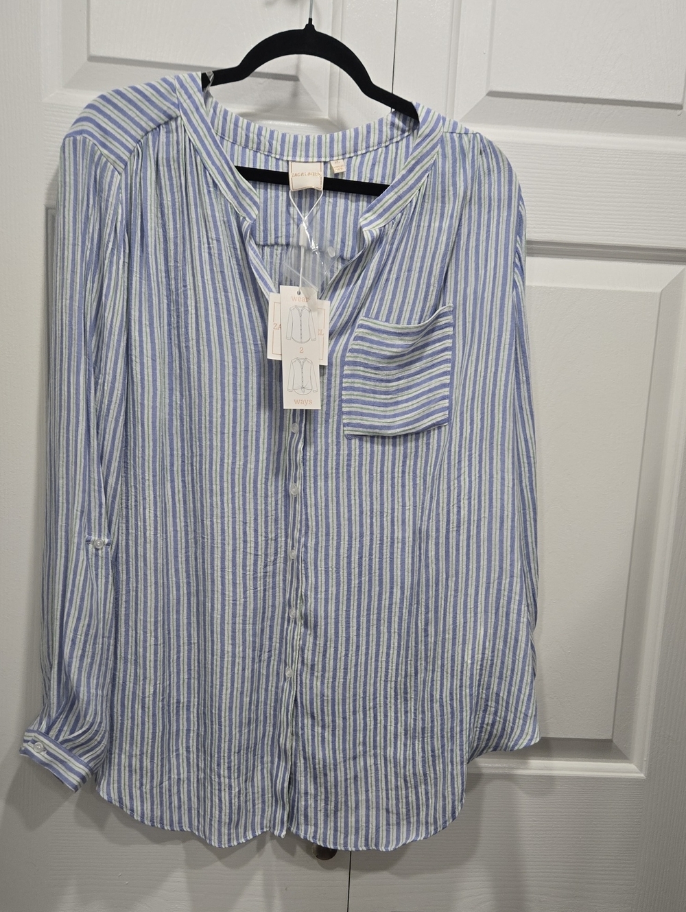 Zac & Rachel Light Blue and White Striped Button-Down Shirt